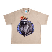French Oak Classy But A Little Thrashy Racoon With Flowers Urban Heavy Tee - Jasminsmagicworld