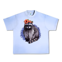 Grape Ice Classy But A Little Thrashy Racoon With Flowers Urban Heavy Tee - Jasminsmagicworld