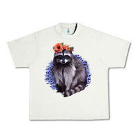 Pistachio Classy But A Little Thrashy Racoon With Flowers Urban Heavy Tee - Jasminsmagicworld