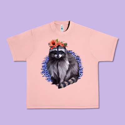 Classy But A Little Thrashy Racoon With Flowers Urban Heavy Tee Designed By Jasminsmagicworld