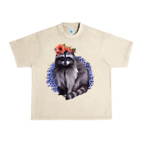 Sandshell Classy But A Little Thrashy Racoon With Flowers Urban Heavy Tee - Jasminsmagicworld