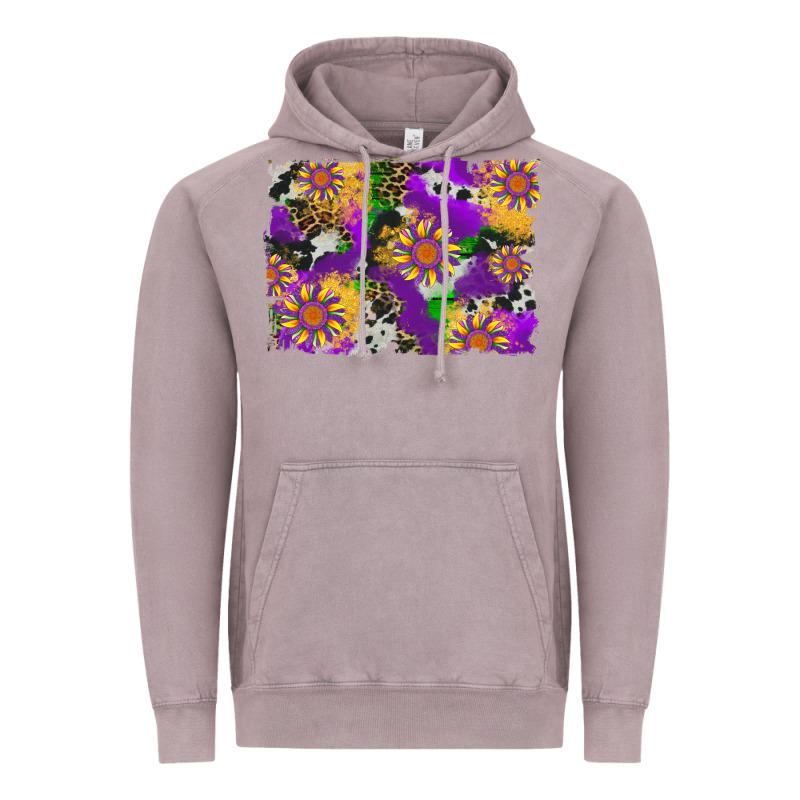 Mardi Gras Sunflower Cowhide Leopard And Glitter Background Vintage Hoodie by Artiststas | Teevron