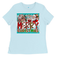 Baby Blue merry Christmas Ladies Tee - CowhideDigitalArt