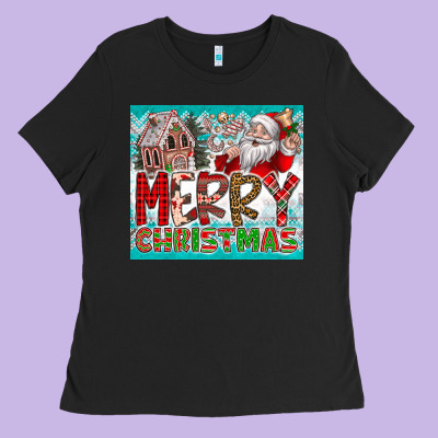 Merry Christmas Ladies Tee Designed By Cowhidedigitalart
