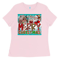 Bubblegum Pink merry Christmas Ladies Tee - CowhideDigitalArt