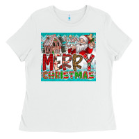 White merry Christmas Ladies Tee - CowhideDigitalArt