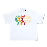 White Retro Mask Doom Urban Heavy Tee - linhVisuals