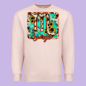 Scorpio Turquoise Cowhide Premium Sweatshirt Designed By Ranaportraitstore