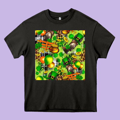 St. Patrick's Donkey With Shamrock Seamless Heavy Core Tee Designed By Fadigitalartstudio
