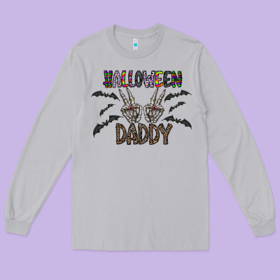 Halloween Daddy Long Sleeve Tee Designed By Cowhidedigitalart