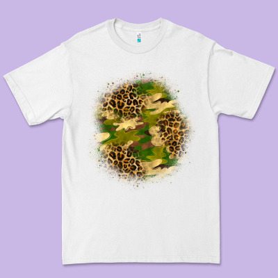 Camouflage And Leopard Patch Premium Tee Designed By Bundleandbundleshop