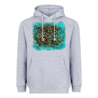 Heather Grey leopard turquoise Heavyweight Hoodie - RanaPortraitStore
