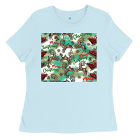 Baby Blue christmas magic pattern Ladies Tee - CowhideDigitalArt