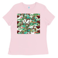 Bubblegum Pink christmas magic pattern Ladies Tee - CowhideDigitalArt