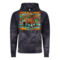 Cloud Black galloping horse aztec sunflower Vintage Hoodie - Artiststas