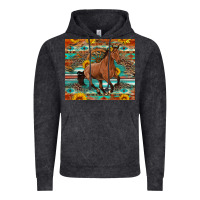 Vintage Black galloping horse aztec sunflower Vintage Hoodie - Artiststas