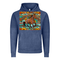Vintage Denim galloping horse aztec sunflower Vintage Hoodie - Artiststas