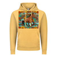 Vintage Mustard galloping horse aztec sunflower Vintage Hoodie - Artiststas