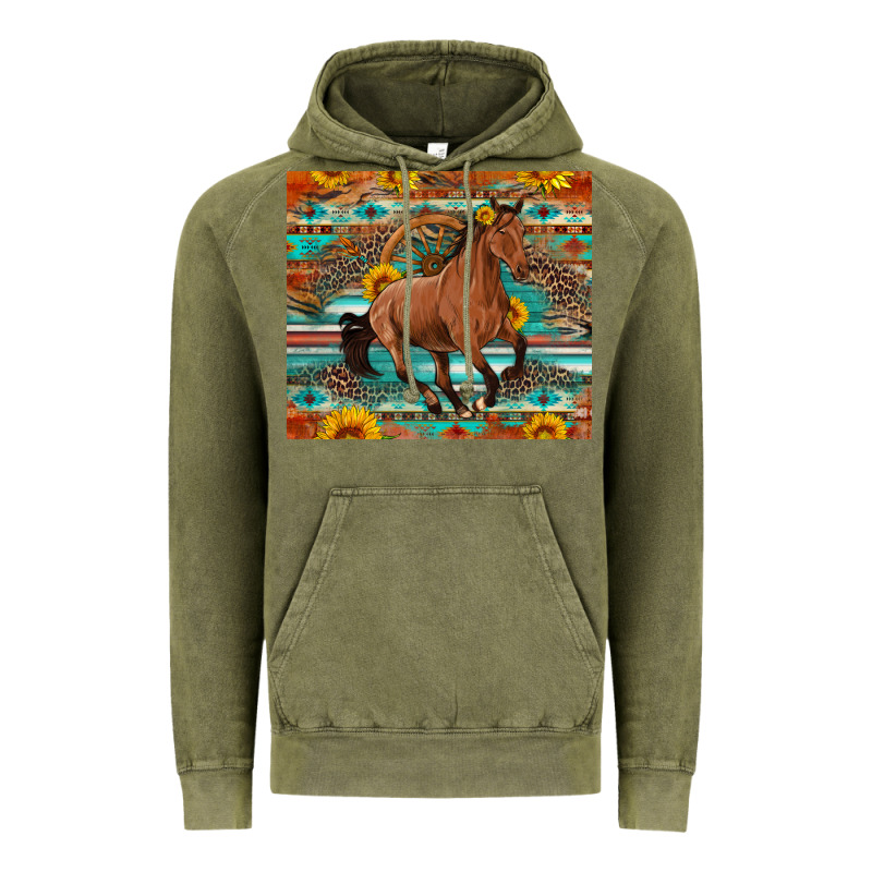 Galloping Horse Aztec Sunflower Vintage Hoodie by Artiststas | Teevron