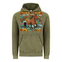 Vintage Olive galloping horse aztec sunflower Vintage Hoodie - Artiststas