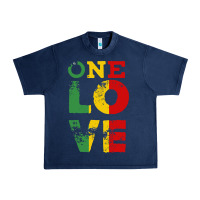 Navy one love rasta reggae Urban Heavy Tee - linhVisuals