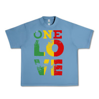 Pebble Blue one love rasta reggae Urban Heavy Tee - linhVisuals
