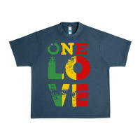 Midnight Navy one love rasta reggae Urban Heavy Tee - linhVisuals