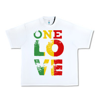 White one love rasta reggae Urban Heavy Tee - linhVisuals