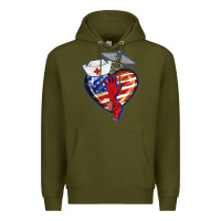 Army Green patriotic nurse love Premium Hoodie - BarkalooDesign