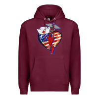 Burgundy patriotic nurse love Premium Hoodie - BarkalooDesign