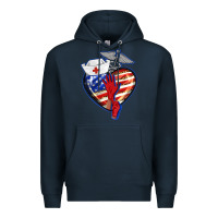 Navy patriotic nurse love Premium Hoodie - BarkalooDesign