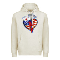 Oatmeal Heather patriotic nurse love Premium Hoodie - BarkalooDesign