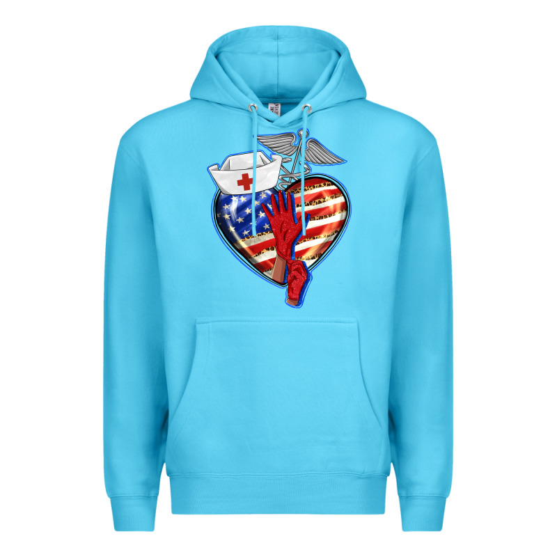 Patriotic Nurse Love Premium Hoodie by BarkalooDesign | Teevron