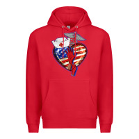 Red patriotic nurse love Premium Hoodie - BarkalooDesign