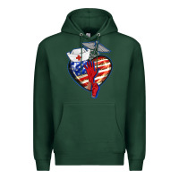 Sports Green patriotic nurse love Premium Hoodie - BarkalooDesign