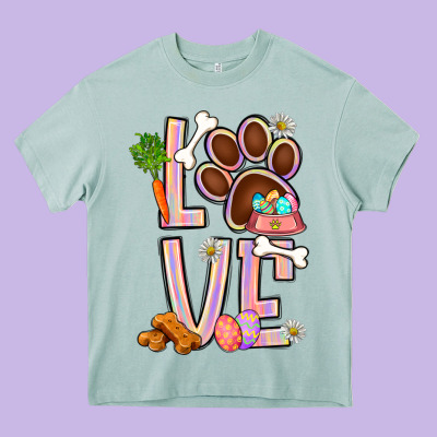 Tie Dye Easter Love Dog Paw Heavy Core Tee Designed By Bundleandbundleshop