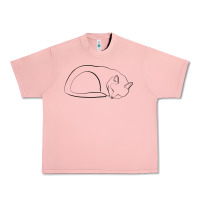 Salmon Sleeping Cat Line Art Urban Heavy Tee - linhVisuals
