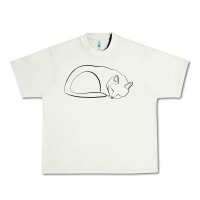 Pistachio Sleeping Cat Line Art Urban Heavy Tee - linhVisuals