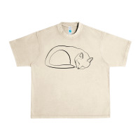 Sleeping Cat Line Art Urban Heavy Tee | Teevron