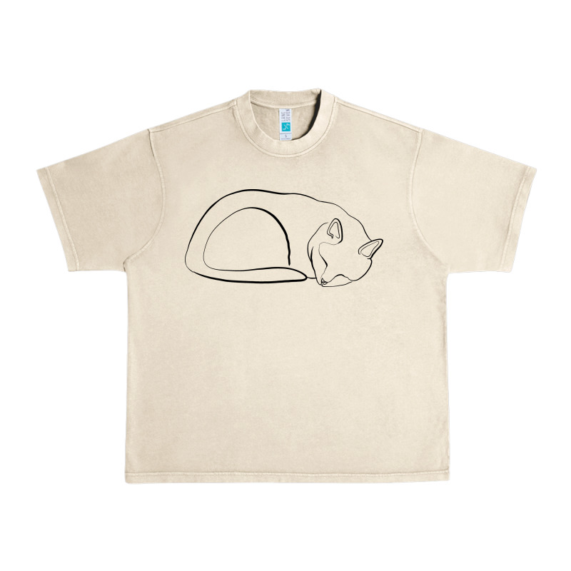 Sleeping Cat Line Art Urban Heavy Tee by linhVisuals | Teevron