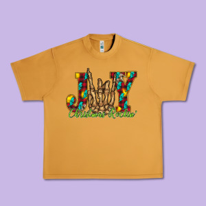 Joy Christmas Rockin Urban Heavy Tee Designed By Cowhidedigitalart