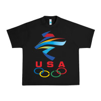 Black USA OLYMPIC RINGS Urban Heavy Tee - linhVisuals
