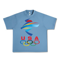 Pebble Blue USA OLYMPIC RINGS Urban Heavy Tee - linhVisuals