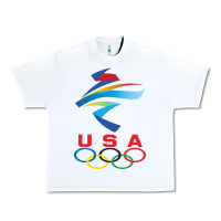 White USA OLYMPIC RINGS Urban Heavy Tee - linhVisuals