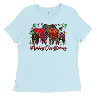 Baby Blue merry Christmas teeth Ladies Tee - CowhideDigitalArt