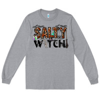 Heather Grey salty witch Long Sleeve Tee - CowhideDigitalArt