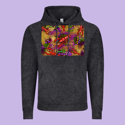 Mardi Gras Crawfısh Leopard Wood And Glitter Background Vintage Hoodie Designed By Artiststas