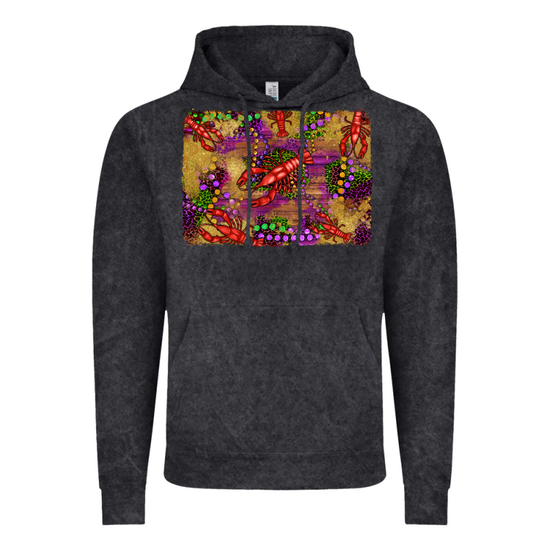 Mardi Gras Crawfısh Leopard Wood And Glitter Background Vintage Hoodie by Artiststas | Teevron