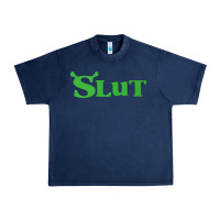 Navy SHREK SLUT GREEN SHIRT Urban Heavy Tee - linhVisuals