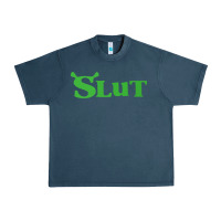 Midnight Navy SHREK SLUT GREEN SHIRT Urban Heavy Tee - linhVisuals